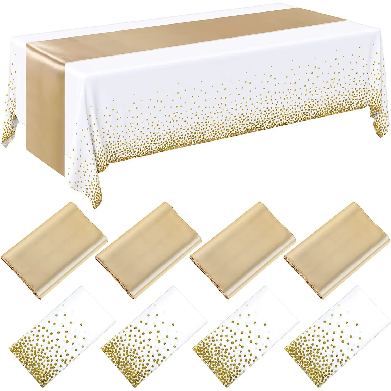 

4 sets Disposable rectangle plastic tablecloth waterproof table cover gold table runner for party banquet Decor 54x108inch