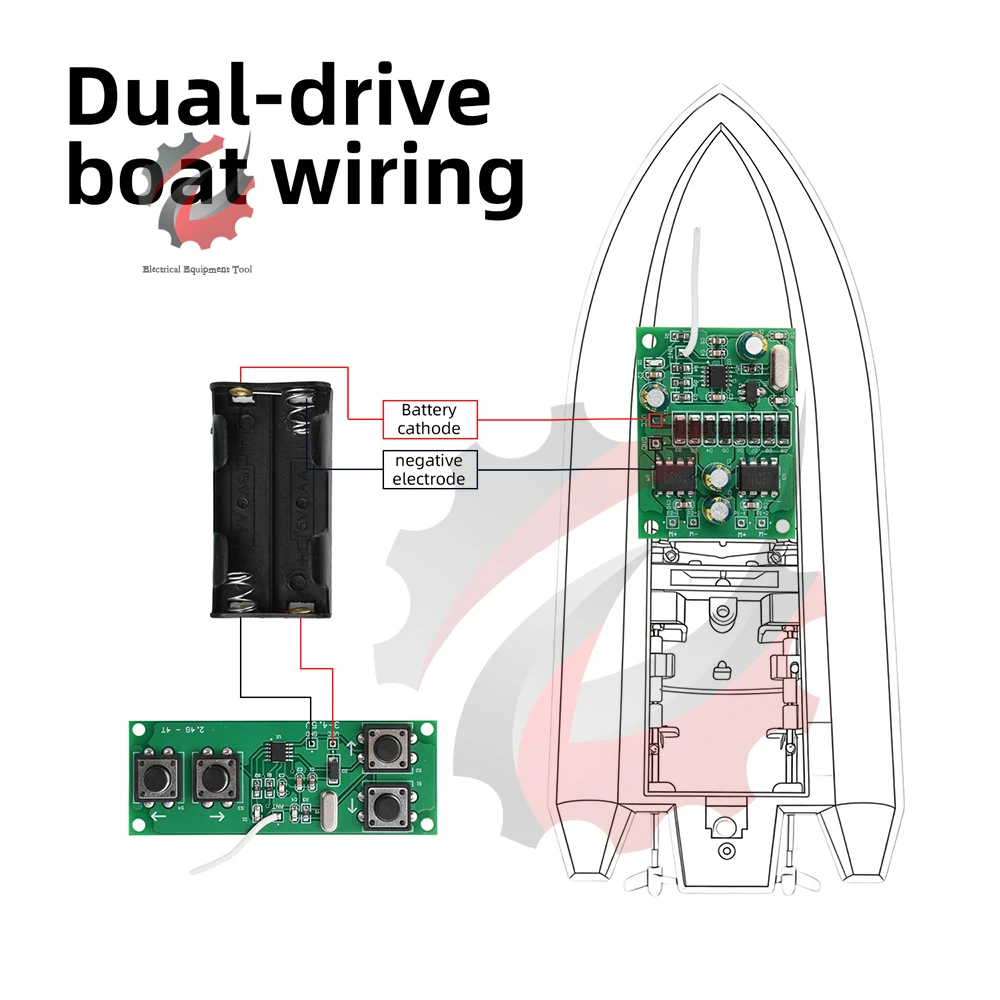 Kit di Controllo Remoto Wireless a 4 Canali 2.4G per Auto RC, Barche e Carri Armati con Driver da 10A, Stabile, Portata 50M, Controller Fai-da-Te