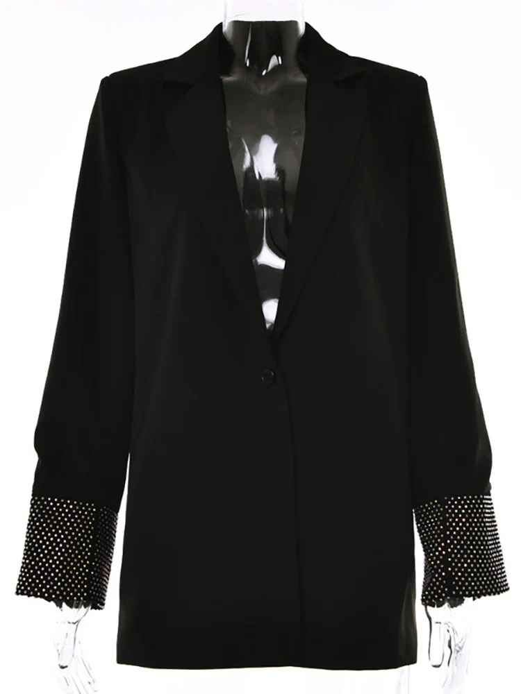 Embellished Fishnet Blazer - Black