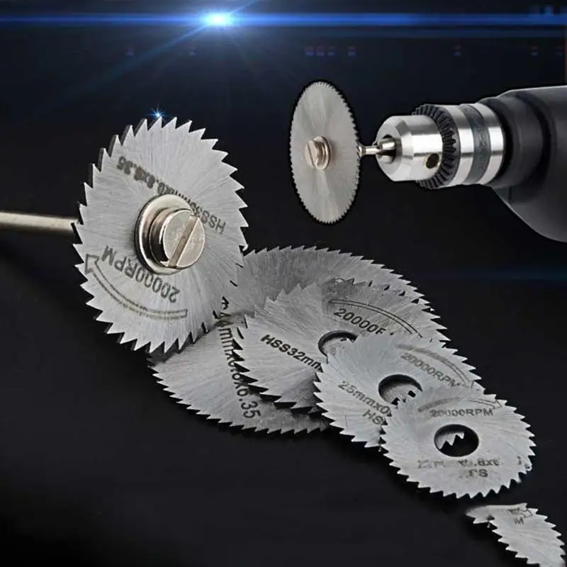 Drill 6pc 1/8" Shank High Speed Steel Mini Saw Blades with Mandrels for Dremel Foredom Rotary Tool