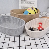 Oval Woven Storage Basket Cotton Rope Woven Basket Simple Table Top Sundries Bedside Storage Basket Cosmetics Storage Basket 2