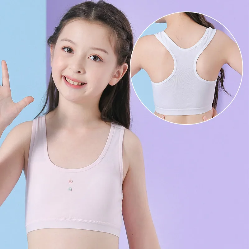 Puberty Girls Bow Training Bra Teenage Sports Padded Children Underwear  Crop Top