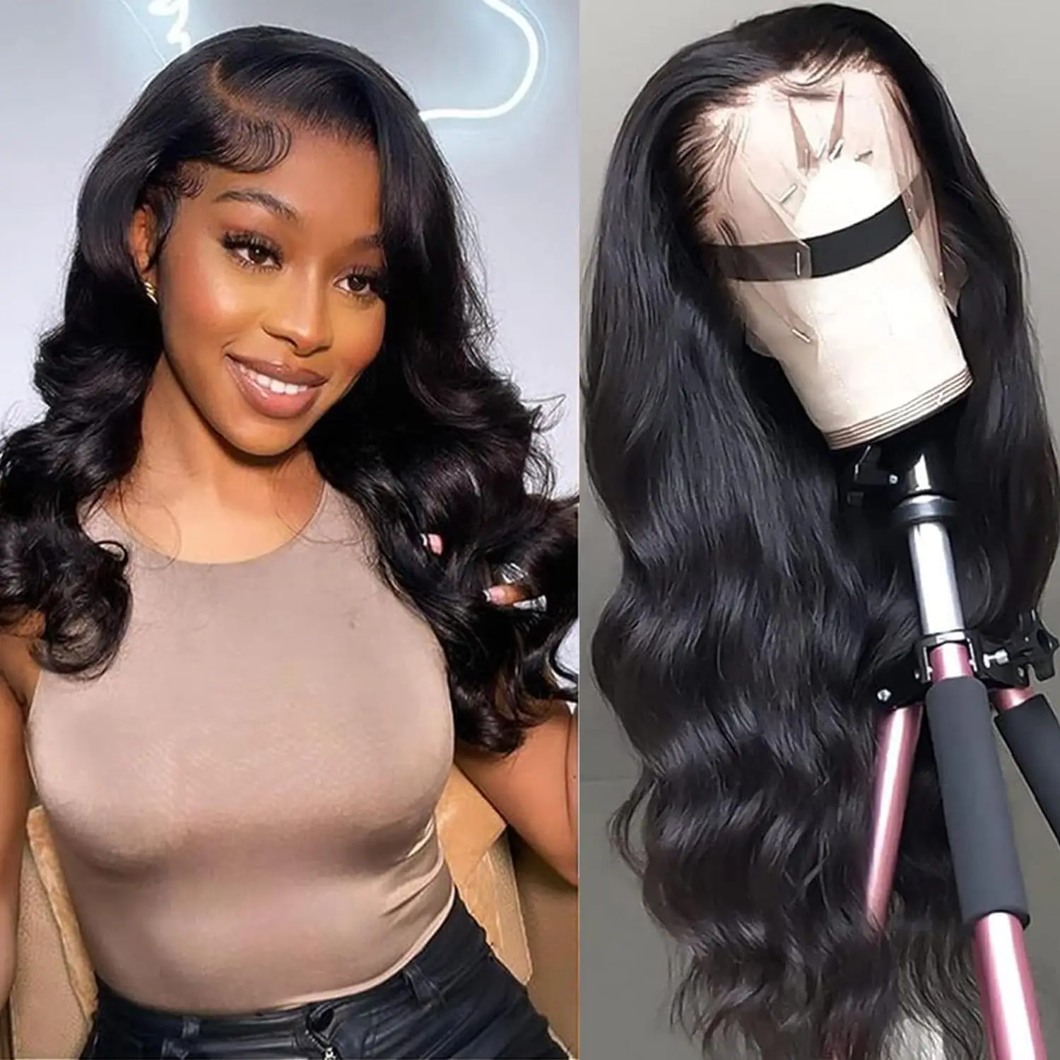 42 Inch Body Wave Lace Front Wigs Human Hair Wide Lace 250% Density Human Hair Wigs 13x4 Human Hair Lace Front Wigs Pre Plucked