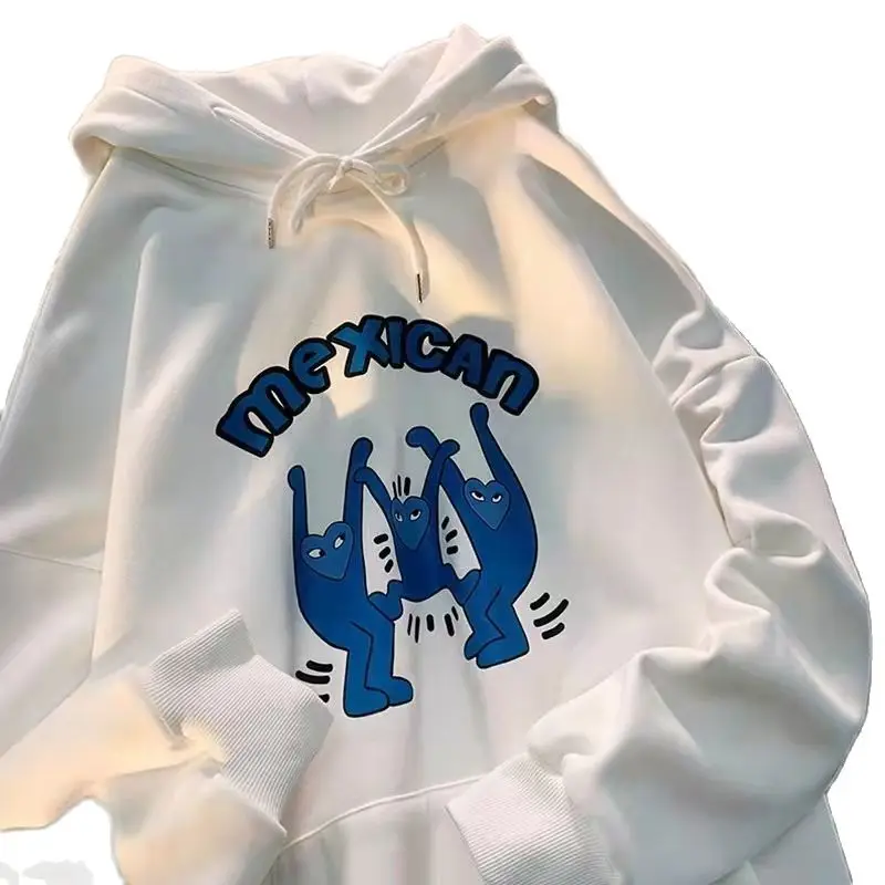 Harajuku Interesting Hoodies Women Men Letter Embroidery Hooded Sweatshirt Retro Oversized Long Sleeve Street Couple Y2K Tops