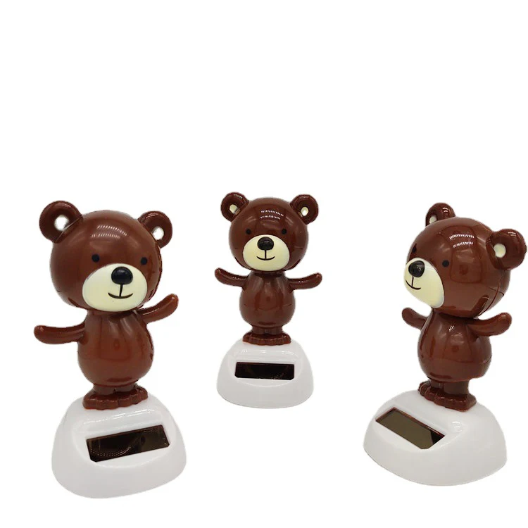 Solar Bear Dancing Toys Shaking Head Toy For Car For Automotive Interior Dolls Windowsill Desk Holiday Fun Kid Toy Gift