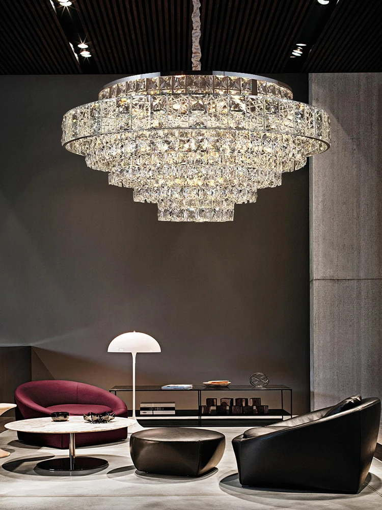 Crystal Ceiling Chandelier Modern Designer Home Decor Round Hanging Lamps for Living Room Golden / Chrome Stainless Steel Lustre