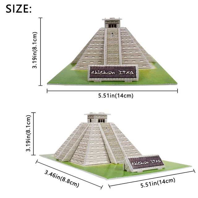 3D Metal Puzzle Mayan pyramid building model KITS Assemble Jigsaw