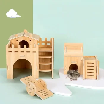 Wooden Hamster Bridge & Seesaw Toy Set – Small Animal Activity Toys 4