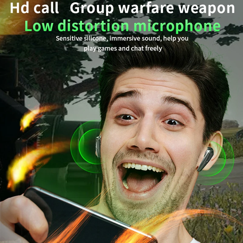 New Headset Bluetooth 5.1 Wireless Earphones Game Earbuds IPX5