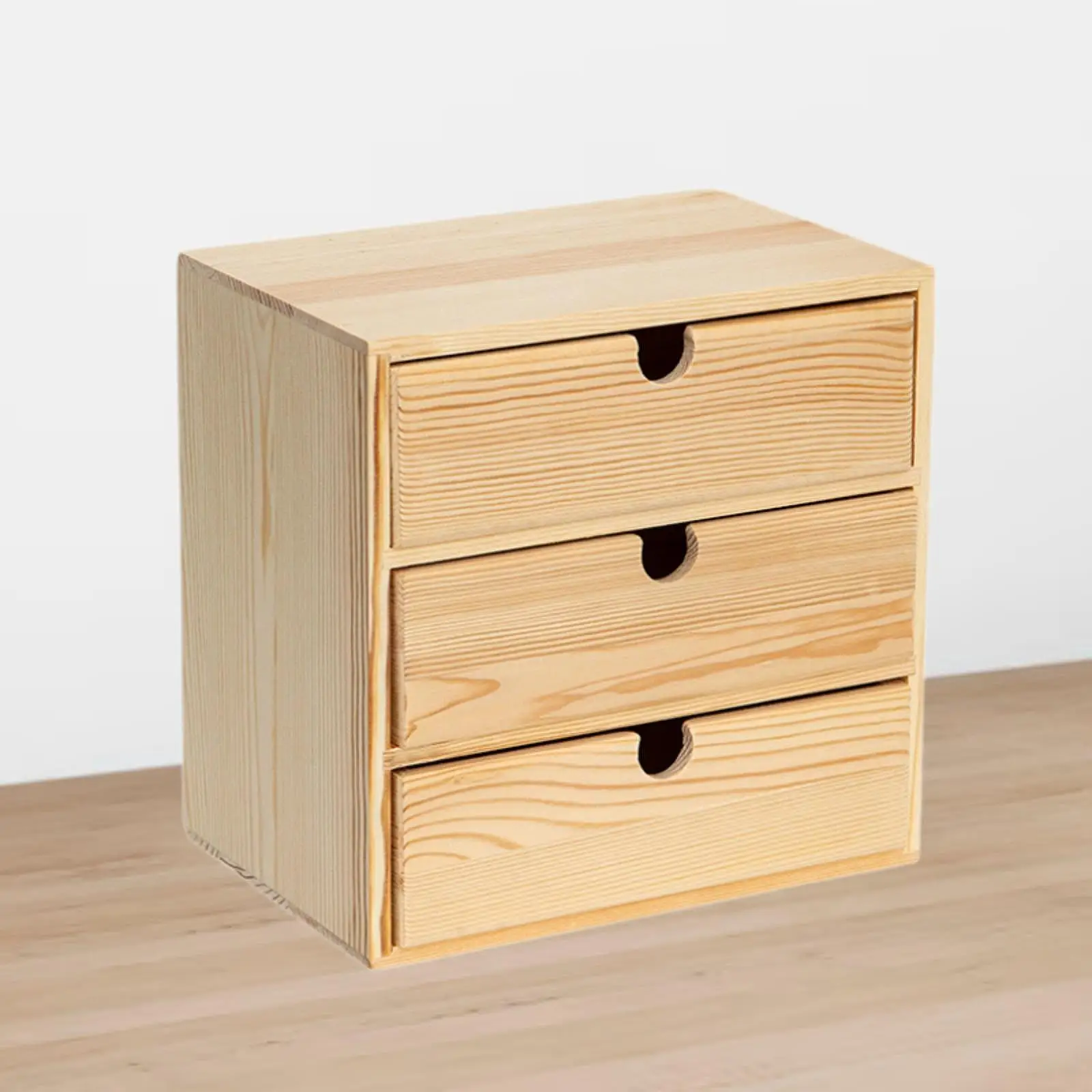 Wooden Jewelry Box for Women Office Desk Accessories with 3 Drawers Wooden Desk Organizer Desktop Wooden Drawer for Office Home
