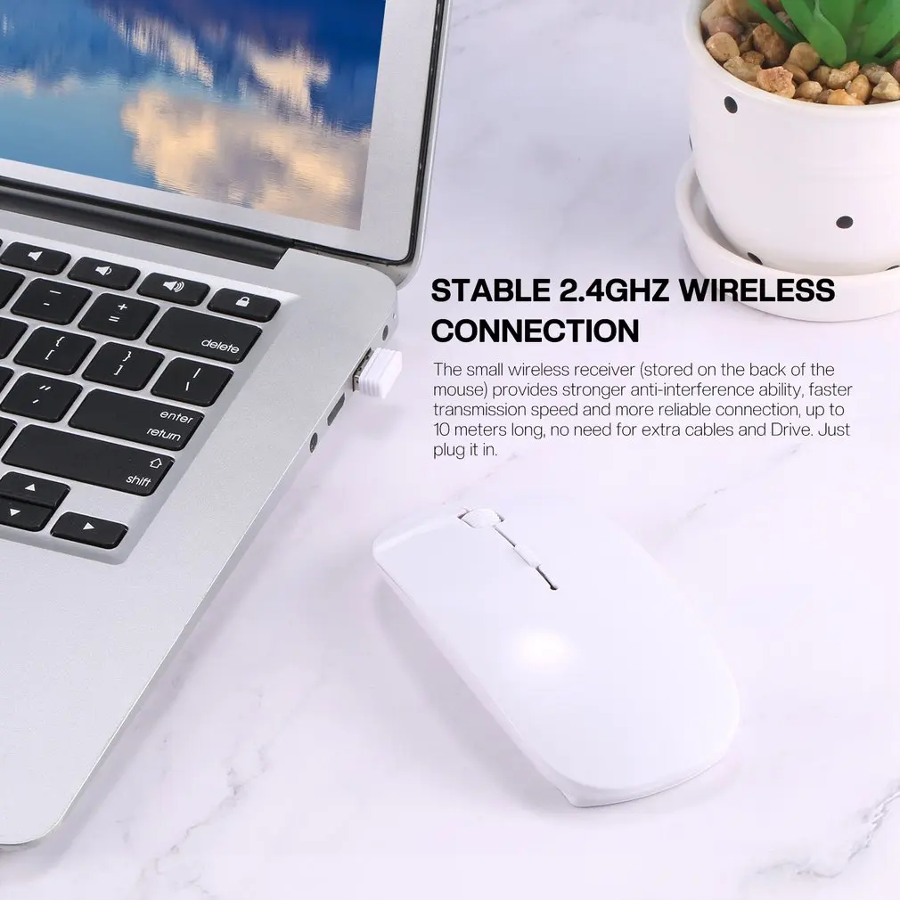 Wireless Bluetooth-compatible Mouse USB Silent Mice For Android Windows Tablet Laptop Notebook PC 2.4GHz 1600dpi