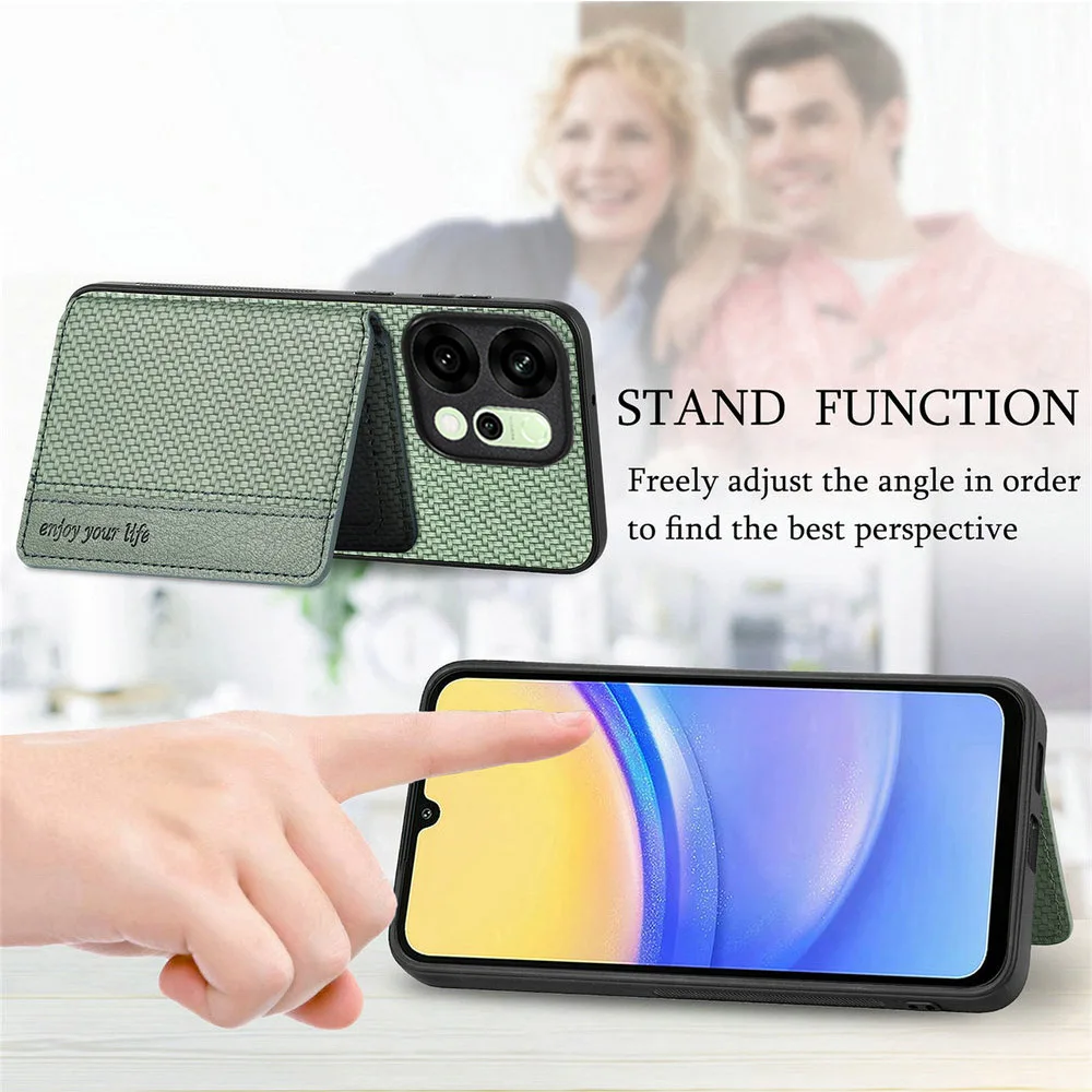 Leather Card Back Case with Magnet Wallet Stand - Premium Phone Skin Cover
