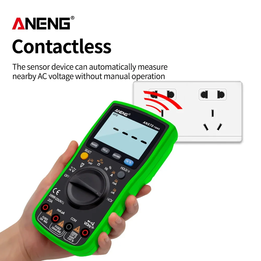 ANENG AN870 Digital Multimeter 19999 Counts profissional transistor electrical tester 600v multi volt esrmeter lead set