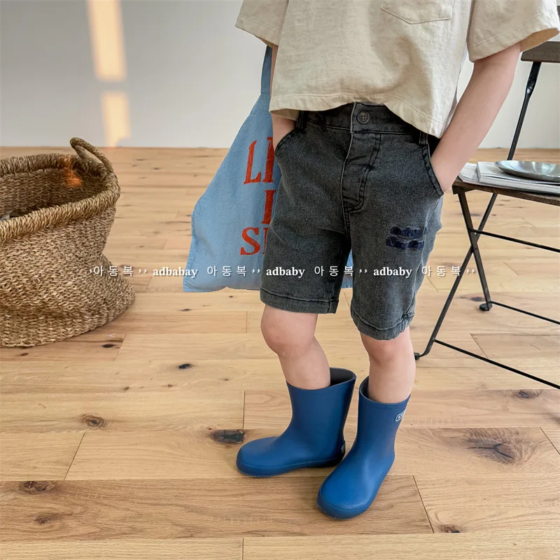 

2023 Summer New Korean Version Children Clothes Letter Embroidery Casual Denim Shorts Baby Boys Girls Kids High Waist Jean Pants