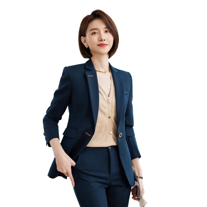 

Formal Pantsuits Women Professional Autumn Winter Business Work Wear Suits Female Office Career Interview Blazers Trousers Set