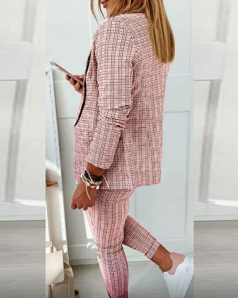Autumn Women's New Business Casual Suit Two Piece Set Fashion Clash Printing Travel Vacation Office Ladies Suit Set