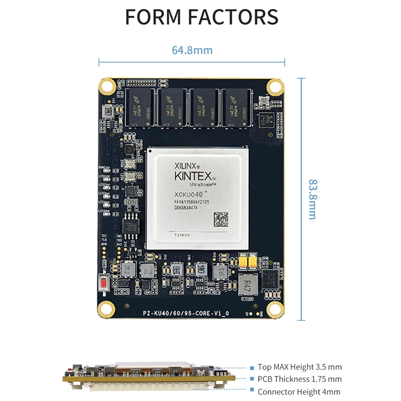 PuZhi PZ-KU040-SOM Xilinx Kintex UltraScale + XCKU040 FPGA ھ  ,   ý, KU040