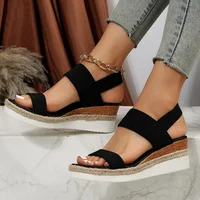 Sandales à talons compensés pour femmes, nouvelle mode d'été, bouche de poisson, ensemble ample, sandales à plateforme de pied, 2024 6