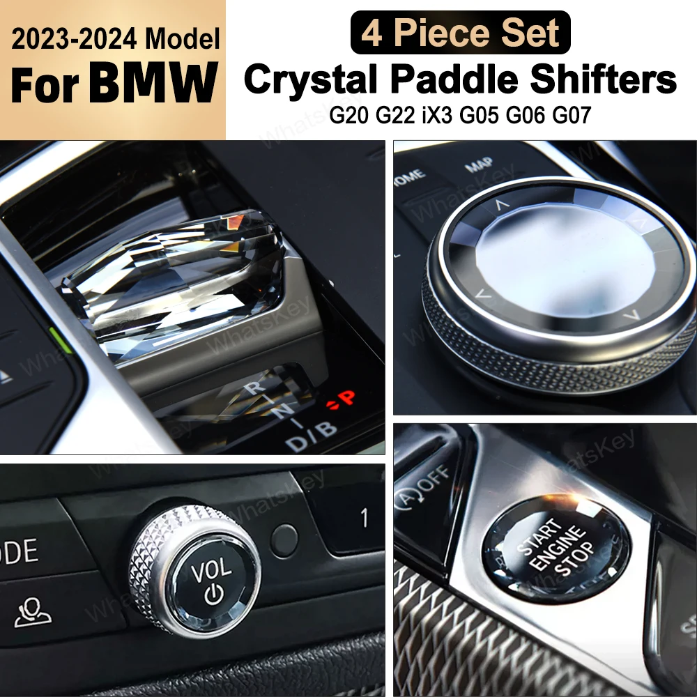 スワロフスキー　クリスタル　4点セット 4 Piece Set Crystal Gear Paddle Shifter Knob Metal Base For BMW