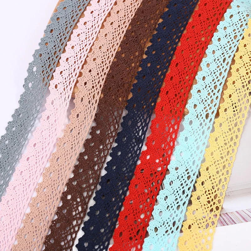 Lace fabric 25mm Cotton Lace 5Yard/Lot Hometexile Cloth Wrap Knitting Embellishments DIY Patchwork Craft Lace Trims Scrapbooking