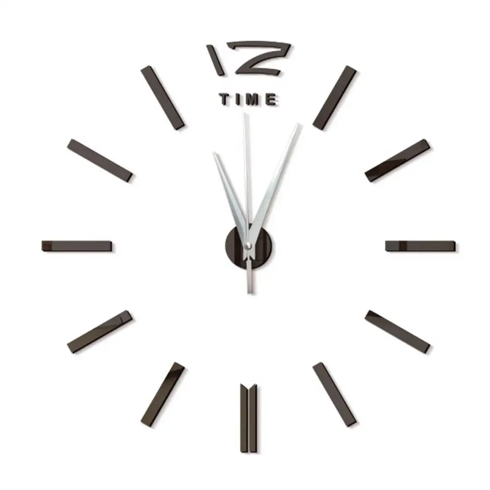 Candala Moderne Doe-het-zelf Grote Wandklok Grote Horloge Sticker 3d Stickers Spiegeleffect Acryl Wandklok Thuiskantoor Verwijderbare Decoratie Voor Woonkamer Zwart