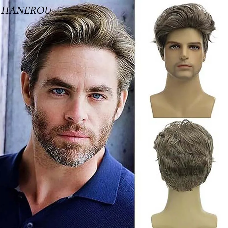 

Men's Wig Grey Gold Synthetic Wigs Short Pixie Cut Fake Hair Fluffy Looking Wigs for Men Cosplay Party Daily Use
