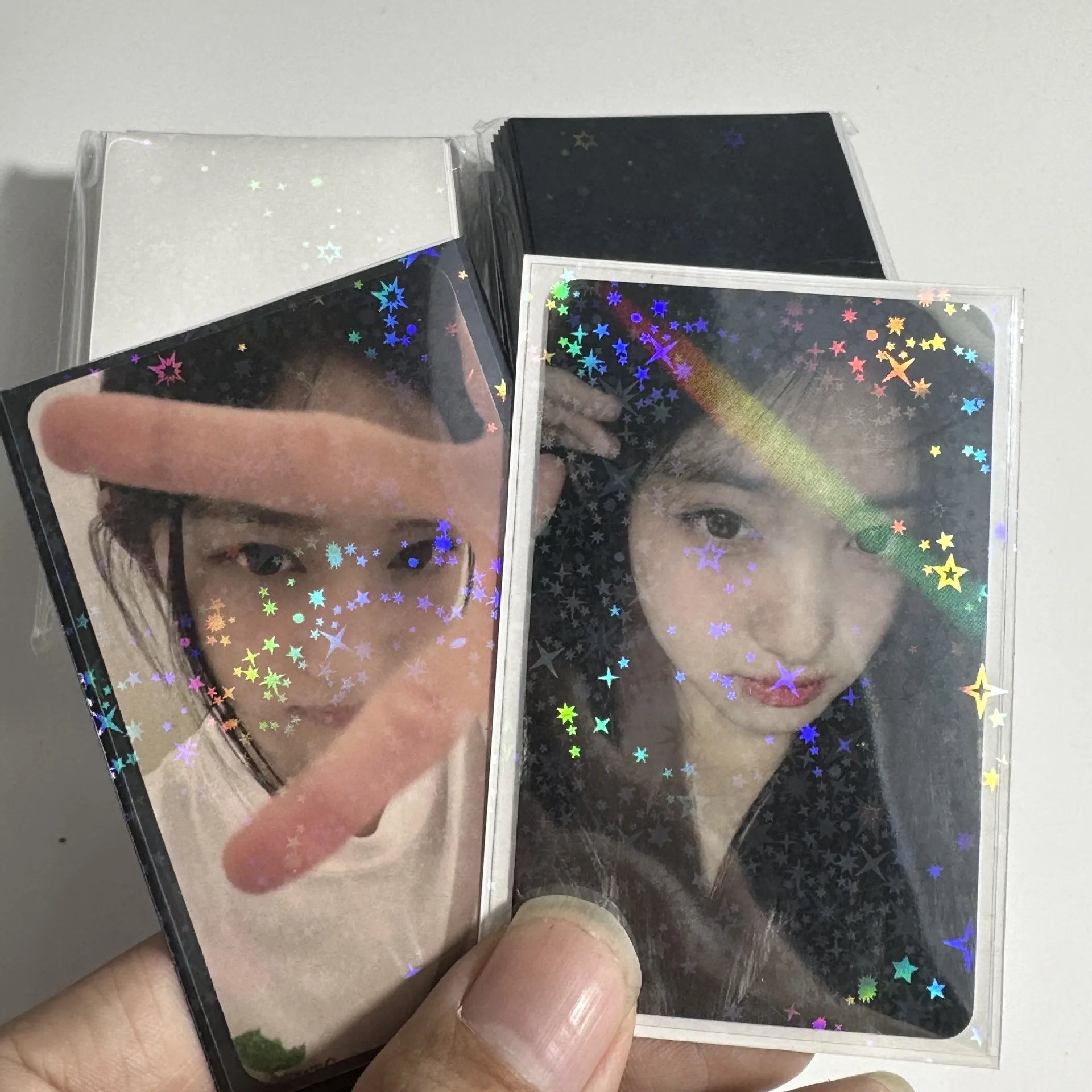 Kpop Card Sleeves 61x91mm 20C Star Bling Holder Holo Postcards Top Load Films Photocard Game Cards Protector 50pcs card holder,card protector,idol card protector,photo card holder,postcard holder