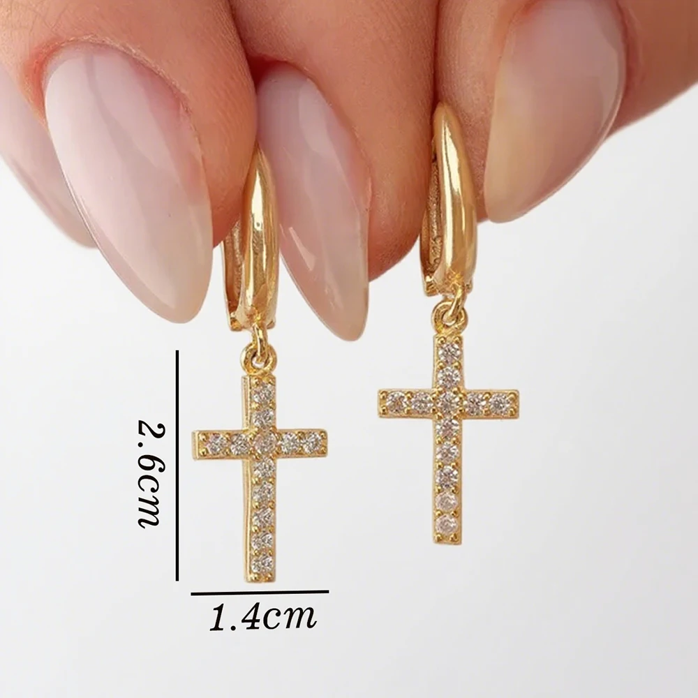 Rhinestone Jesus Cross Earrings 6