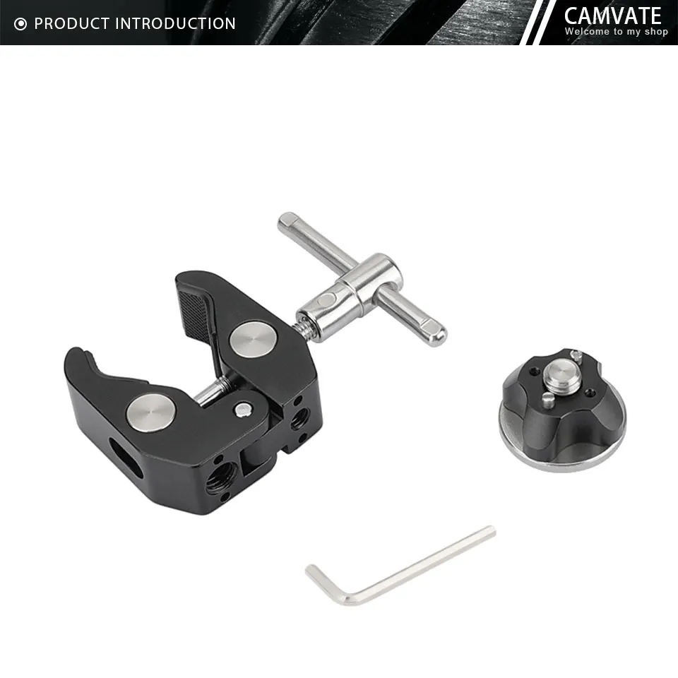 Super Crab Clamp With ARRI Rosette Mount M6 Female Thread & 1/4"-20 Threaded Hol