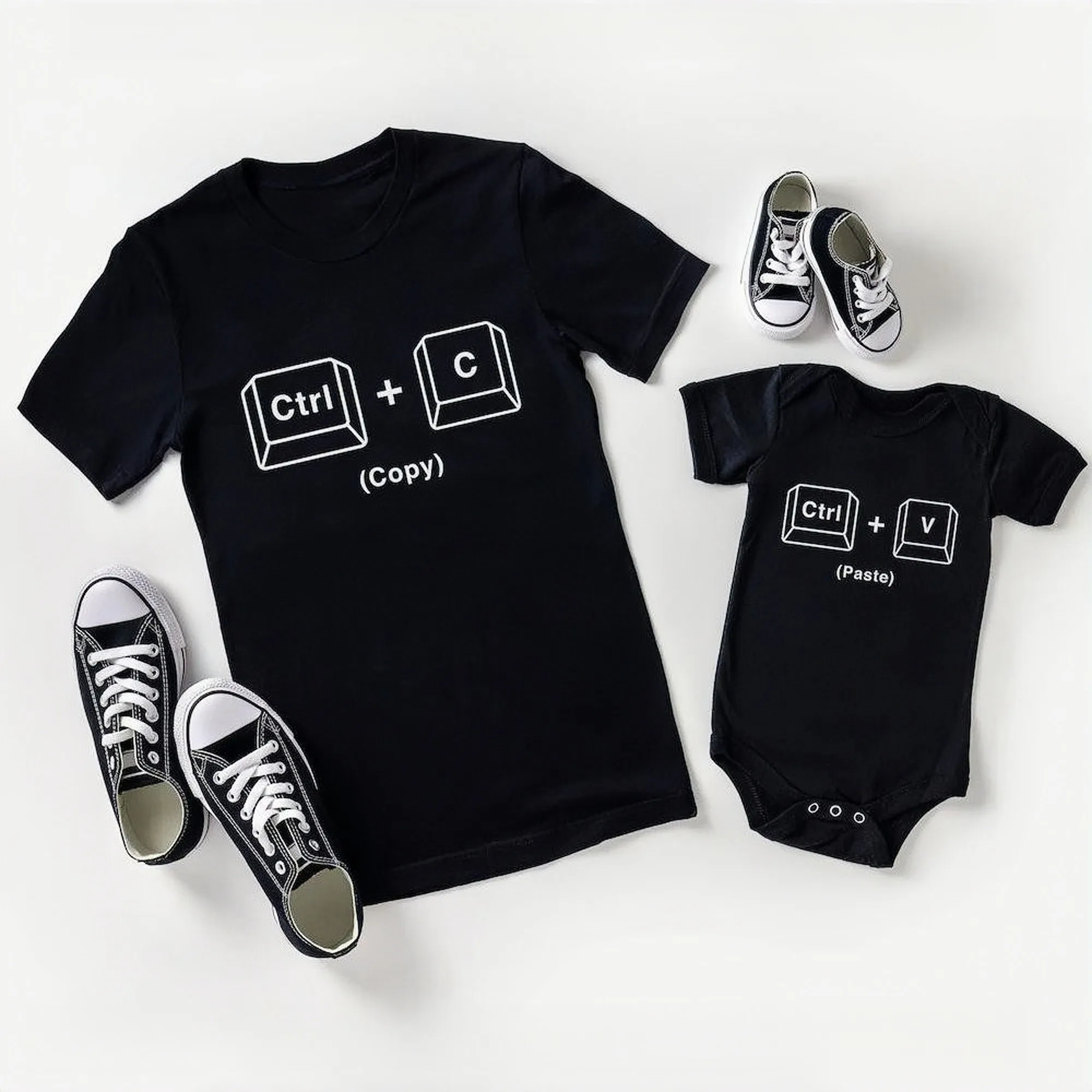 CTRL + C CTRL + V Family T-Shirt Father and Son Daughter Tshirts Matching Oufits Dad Baby Family Look Summer T Shirt Tops Tee 5