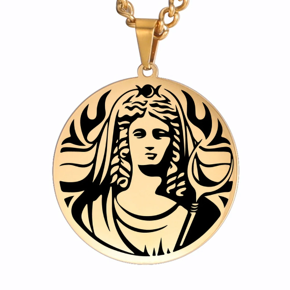 Pendentif Perséphone doré avec motif lunaire