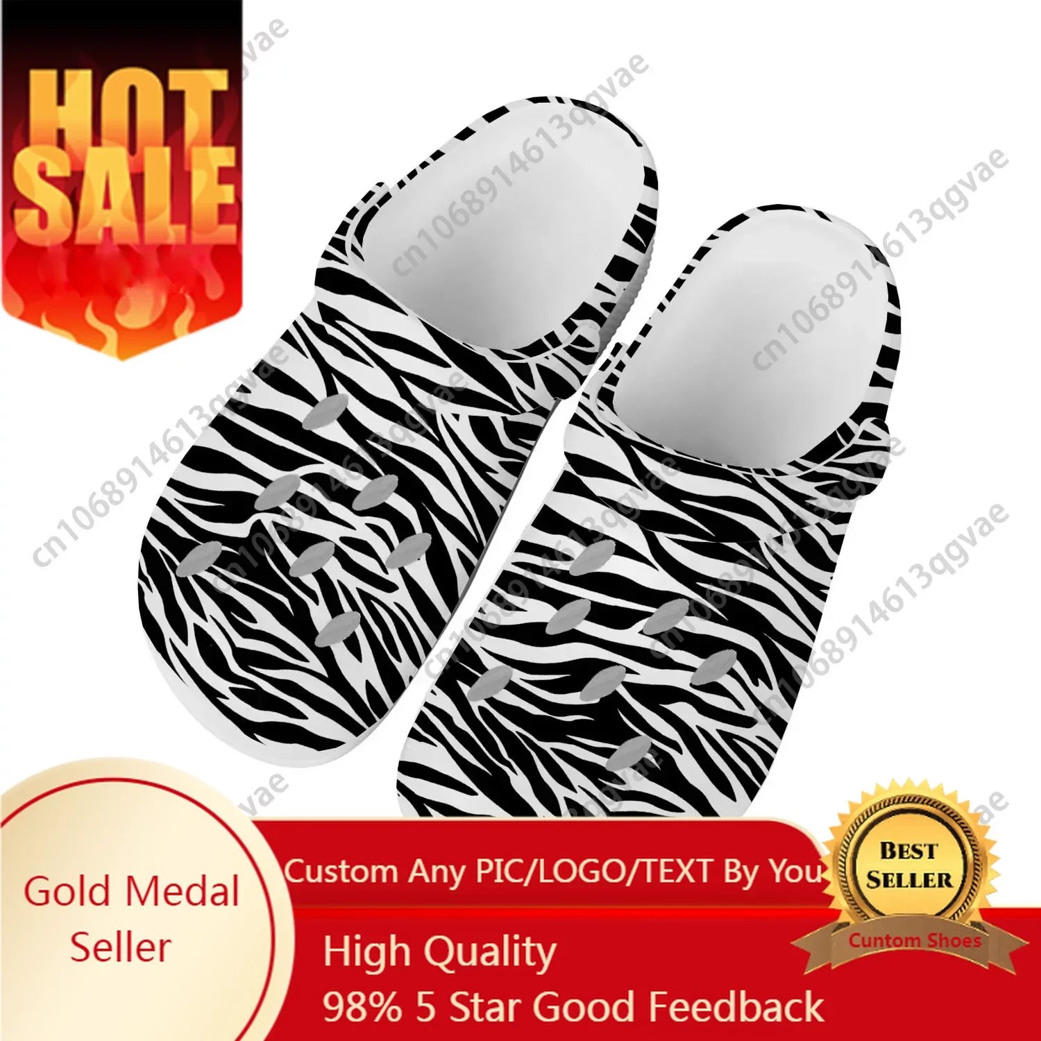 

Zebra Print 3D Fashion Pop Home Clogs Custom Water Shoes Mens Womens Teenager Tide Printed Shoe Breathable Beach Hole Slippers