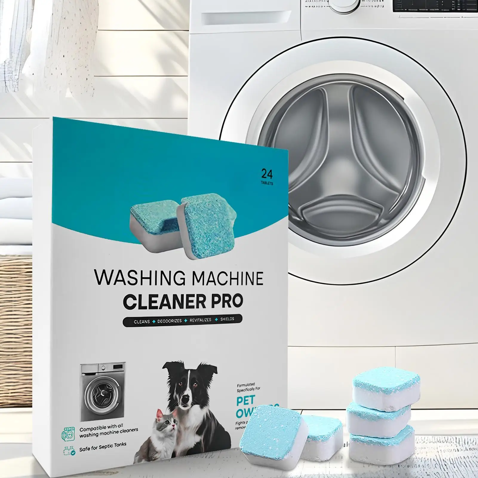 24Pcs/box Washing Machine Cleaner Powerful Descaling and Deodorizing Effervescent Tablets Cleaning For Machines Tank Home