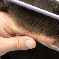 Q6 dentelle toupet hommes Europe cheveux humains mâle perruque suisse dentelle avant hommes système de remplacement de cheveux unité homme perruque naturel prothèse de cheveux 2