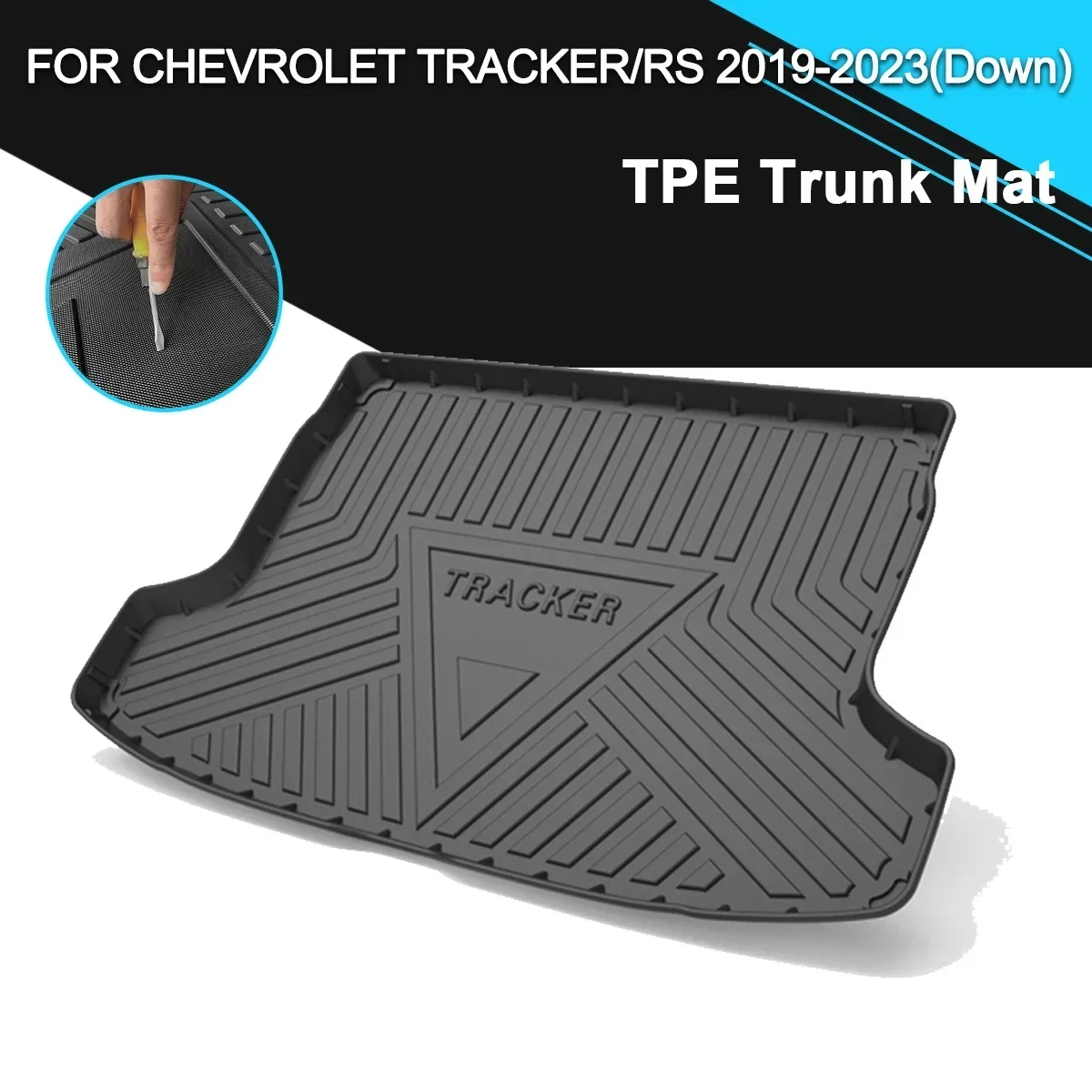 

Car Rear Trunk Cover Mat Rubber TPE Waterproof Non-Slip Cargo Liner Accessories For Chevrolet Tracker/Tracker RS 2019-2023(Down)