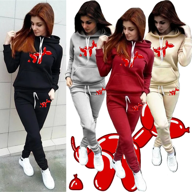 Neue Damen Große Größe Zweiteilige Anzüge Lady Ärmel Sportanzüge Mode Mit Kapuze Sweatshirts Lange Hosen Jogginganzug S_voghion.com