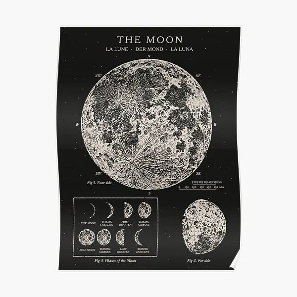 

Moon Phases Vintage Poster Decor Mural Painting Funny Room Home Vintage Modern Picture Art Decoration Wall Print No Frame