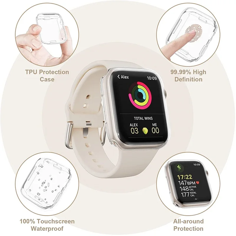 100pcs  Ŀ  ð ø 7 6 5 4 3 Ʈ TPU  ü ȭ ȣ ̽ iWatch 41mm 45mm 40mm 44mm