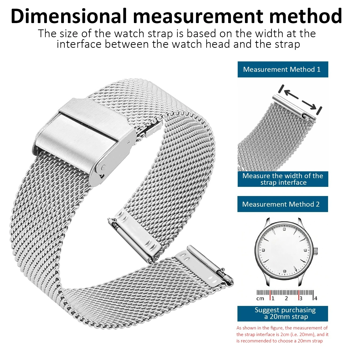 Stainless Steel Milanese Mesh Quick Release Watch Strap