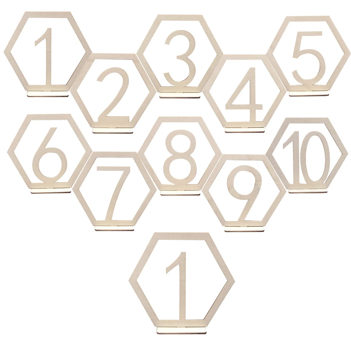 10Pcs Table Sign Cards Hollowed Wooden Number 1-10 Guests Seat Signs for Wedding Event Birthday Party Decorations Card Holders