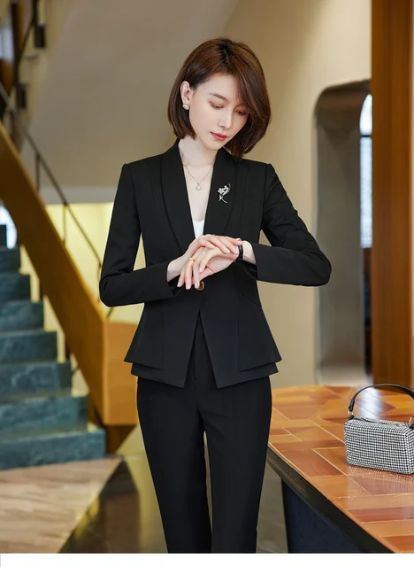 Ensemble Élégant 2 Pièces Blazer Et Pantalon Pour Femme, Tenue De Bureau  Chic Et Formelle, Ensemble Business, Salopette, Automne N2022 - Terno  Feminino - AliExpress