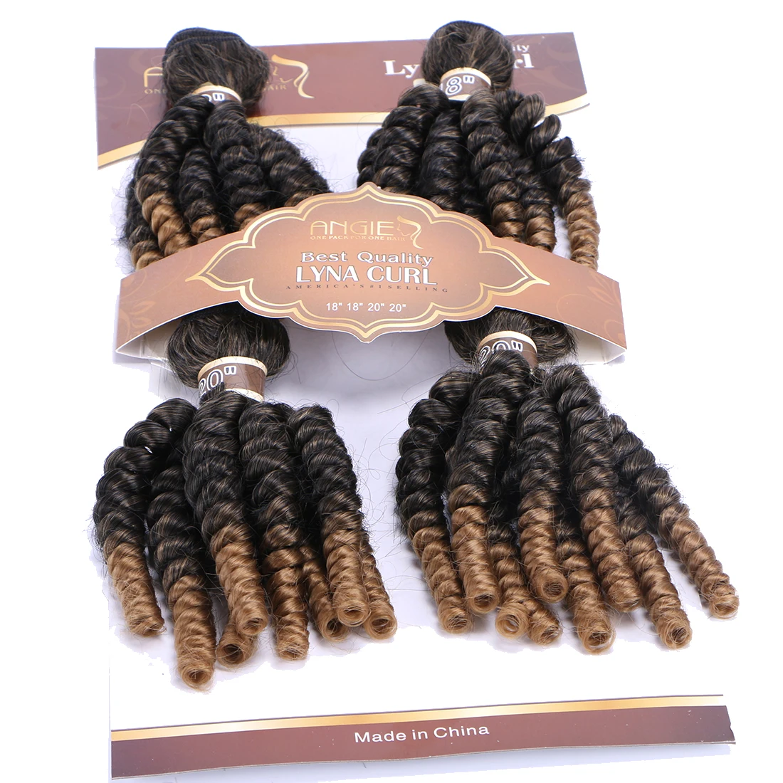 Angie Synthetic Funmi Curly Hair Bundles 4Pcs/Set 18 18 20 20 Inches High Temperature Hair Weaves for Women