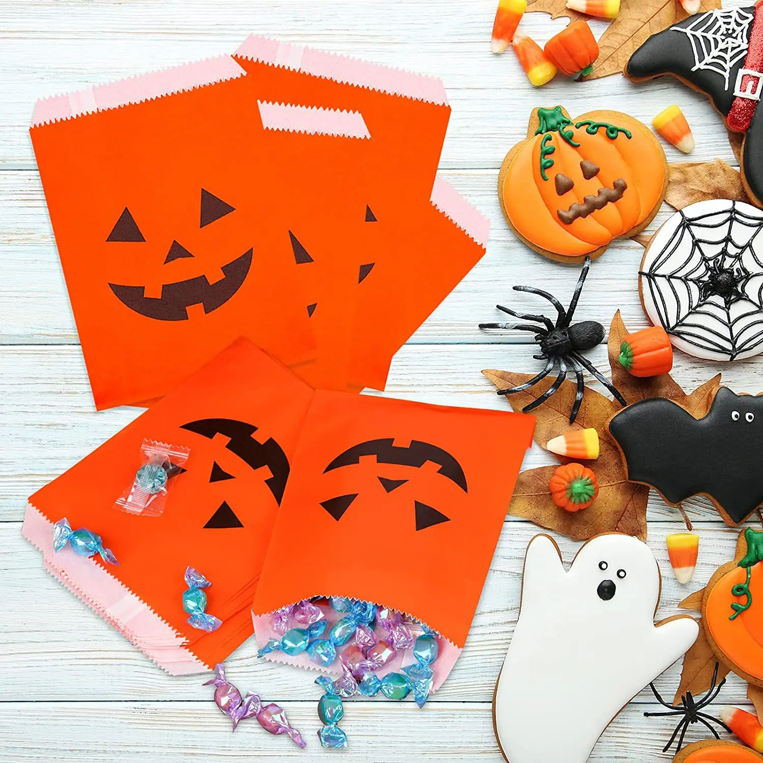 Sacchetti Regalo Di Carta Di Halloween Da 25 Pezzi Sacchetti Di Biscotti Di Caramelle Fantasma Di Zucca Per Sacchetti Di Imballaggio Regalo Per Bambin