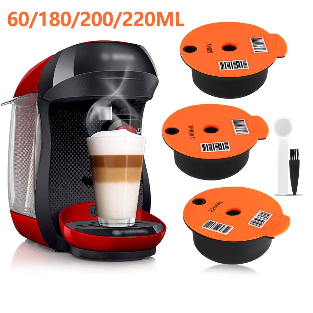 FOVNOT Refillable Coffee Capsules Pods, 200ML Reusable Coffee Capsule Pod  for Bosch Tassimo Coffee Machine Refillable Coffee Capsule Cups with  Slicone