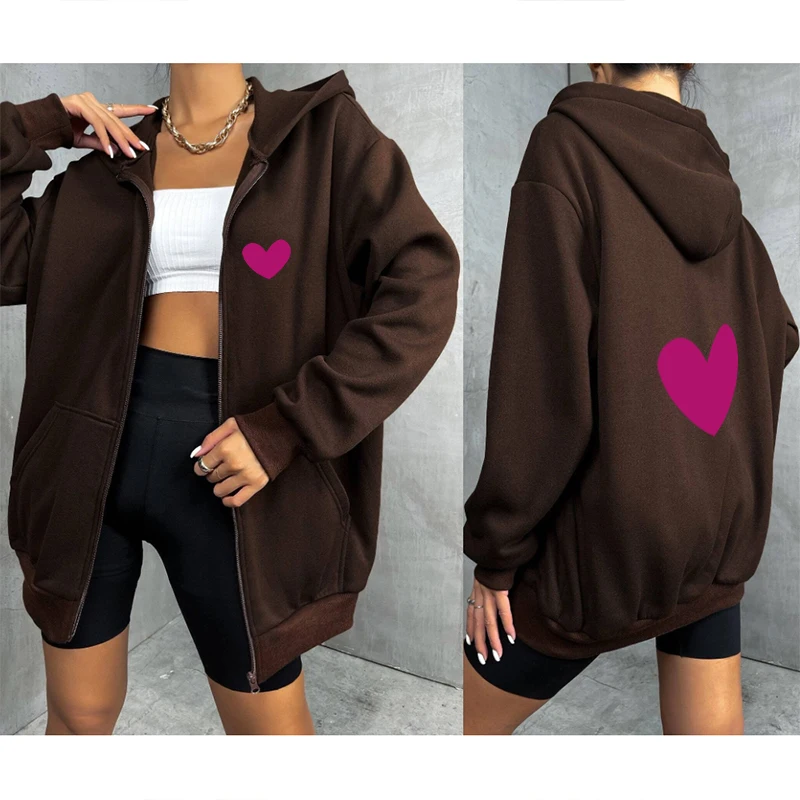 미니 하트 맨투맨 브레인 그래픽 집업 후드, 빈티지 재킷, 지퍼 가디건, 스트리트웨어, 가을, 겨울