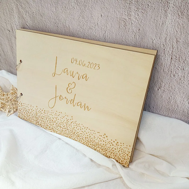 Personalized Wedding Guestbook Name and Date Guest Signatures Book Vintage Rustic Wedding Decoration Favors