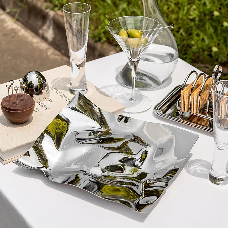 Luxury Stainless Steel Decorative Tray Trinket Dishes Jewelry Dish Unique Plate for Home Decoration Table Bedroom 2