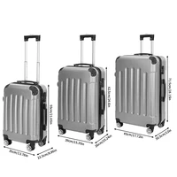 Ensemble de bagages ABS Stripe 3 pièces, valise à roulettes rigide légère avec roulettes à 360° °   Valise à roulettes, bagage à main pour hommes et femmes, noir/gris foncé/gris 5