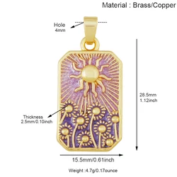 Enamel Tarot Charm Pendant: Sun, Star, Moon & Evil Eye in 18K Gold Plated Jewelry Accessory (S855942D1 - Lavender)