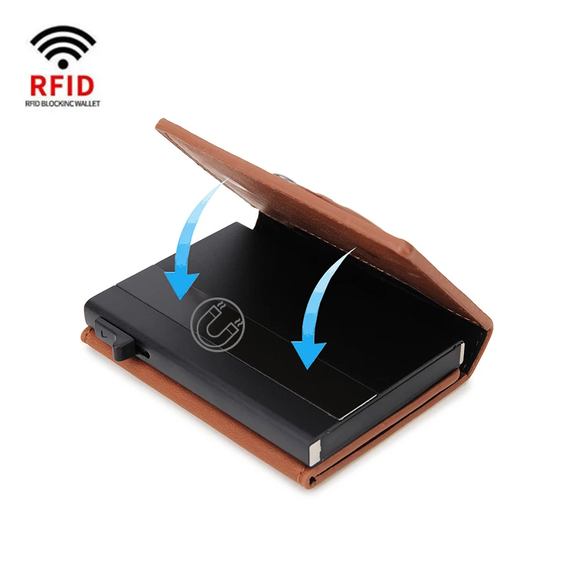 Rfid Credit Card Holder Magnet Wallet for Apple Airtag Men ID Cardholder Case for Air Tag Smart Leather Minimalistic Wallet Bag